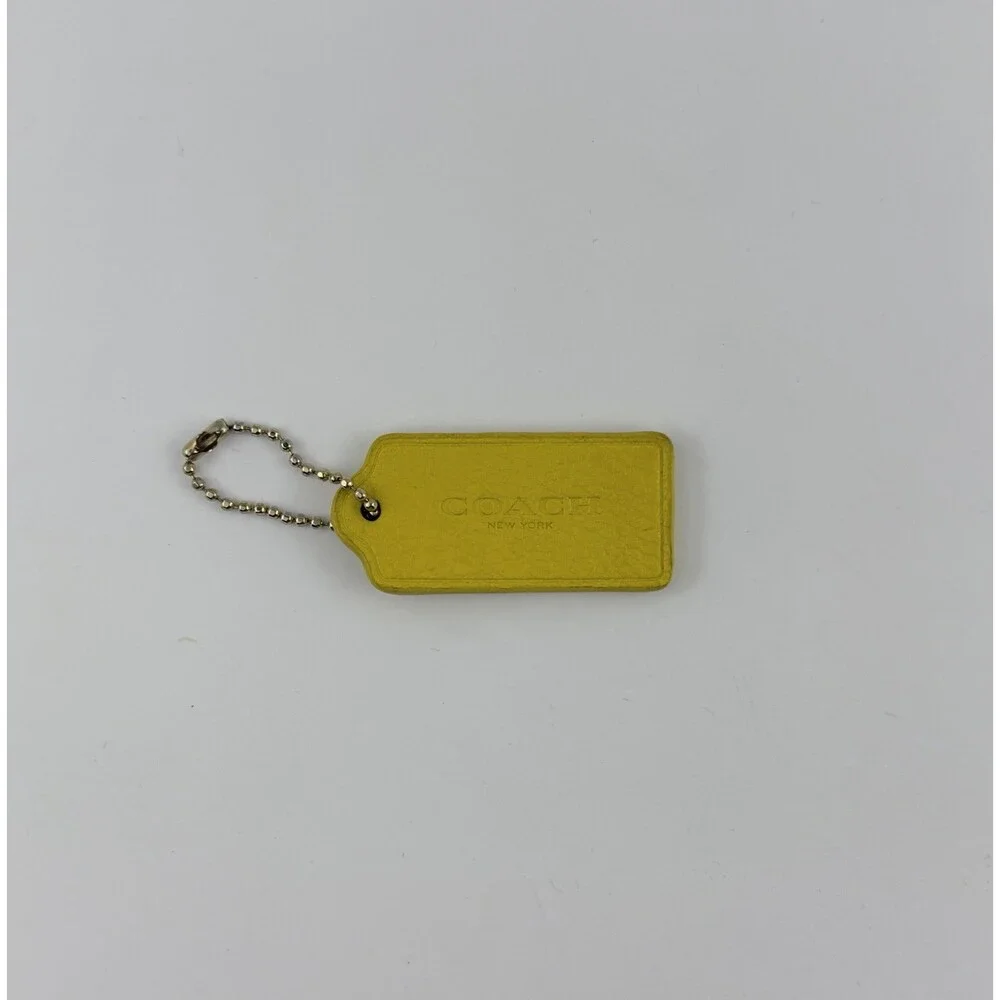 COACH - YELLOW EMBOSSED LEATHER - Bag Hang Tag / Key Chain /Charm - 2.25
